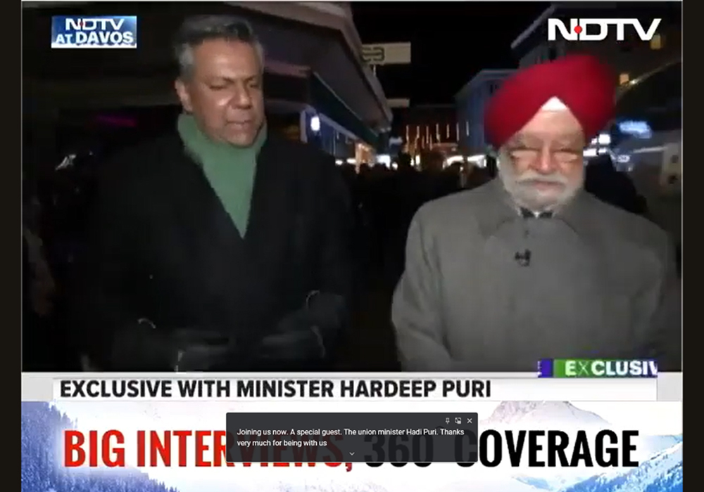 Sh Hardeep Singh Puri discusses with NDTV in #Davos2024 on various ongoing Conflicts in the world