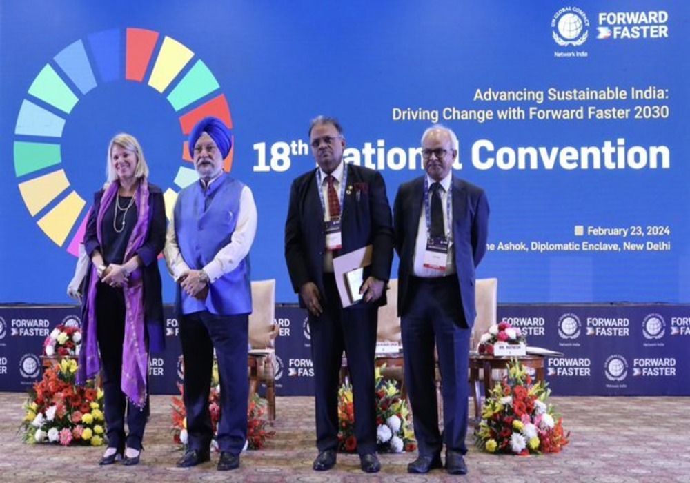 Delivered the inaugural address at 18th National Convention of the UN Global Compact Network India on the extremely relevant theme of “Advancing Sustainable India” today.  Glad to see that the India network of UNGC is flourishing. It has mobilised private
