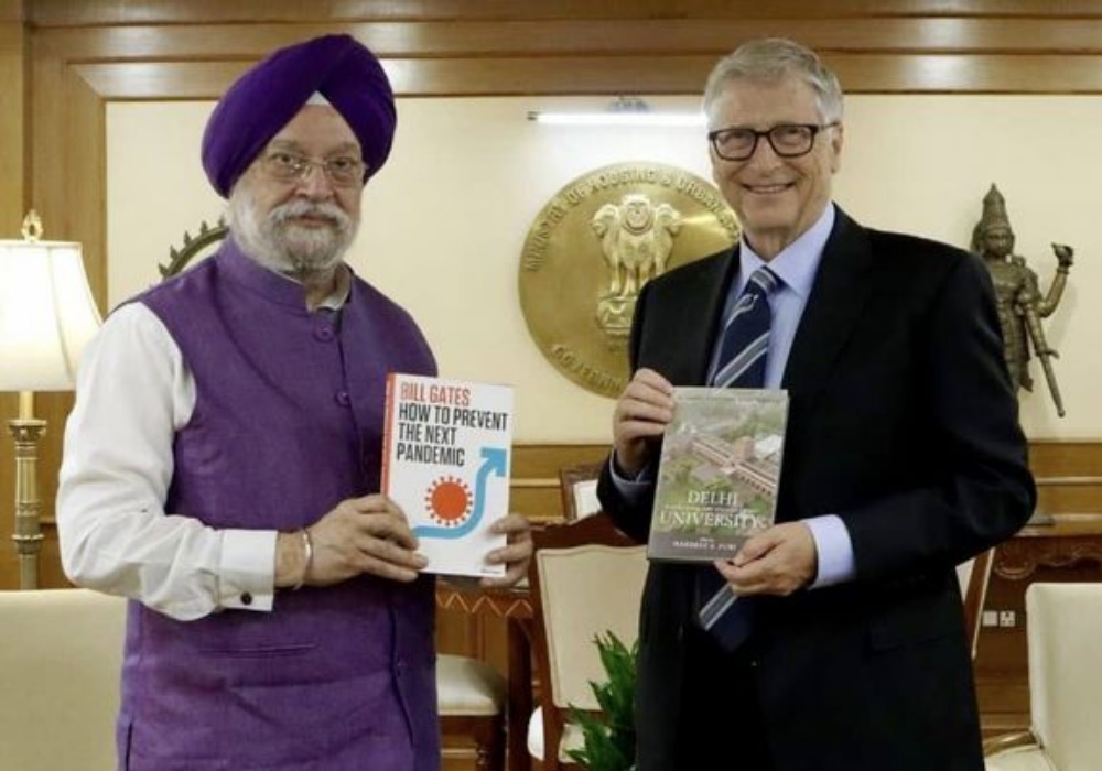 Meeting with Bill Gates and had discussion on  urban sanitation, & ramping up efforts for ethanol blending