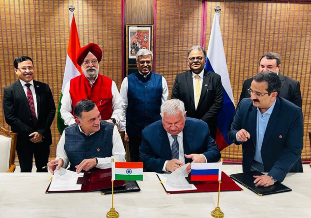 Witnessed the signing of a long term agreement between Indian Oil Corp Ltd & Rosneft to increase substantial & diversified crude oil supply from Russia to India