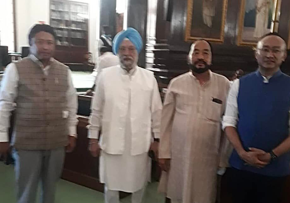 With the Deputy CM of Nagaland Sh Yanthungo Patton Ji, Bharatiya Janata Party (BJP)       Spokesperson Sh Mmhonlumo Kikon Ji & Nagaland Minister Sh Jacob Zhimomi Ji in the Parliament House