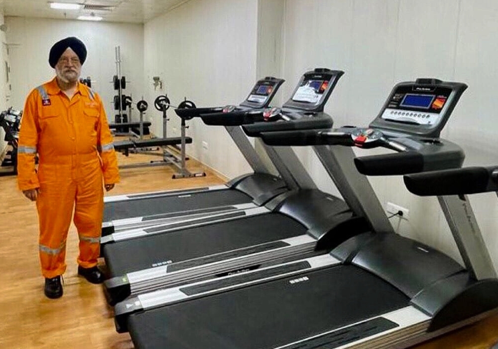 A fully equipped gym on the NWIS-R Platform is where about 360 oil workers at the installation come to stay fit & healthy.