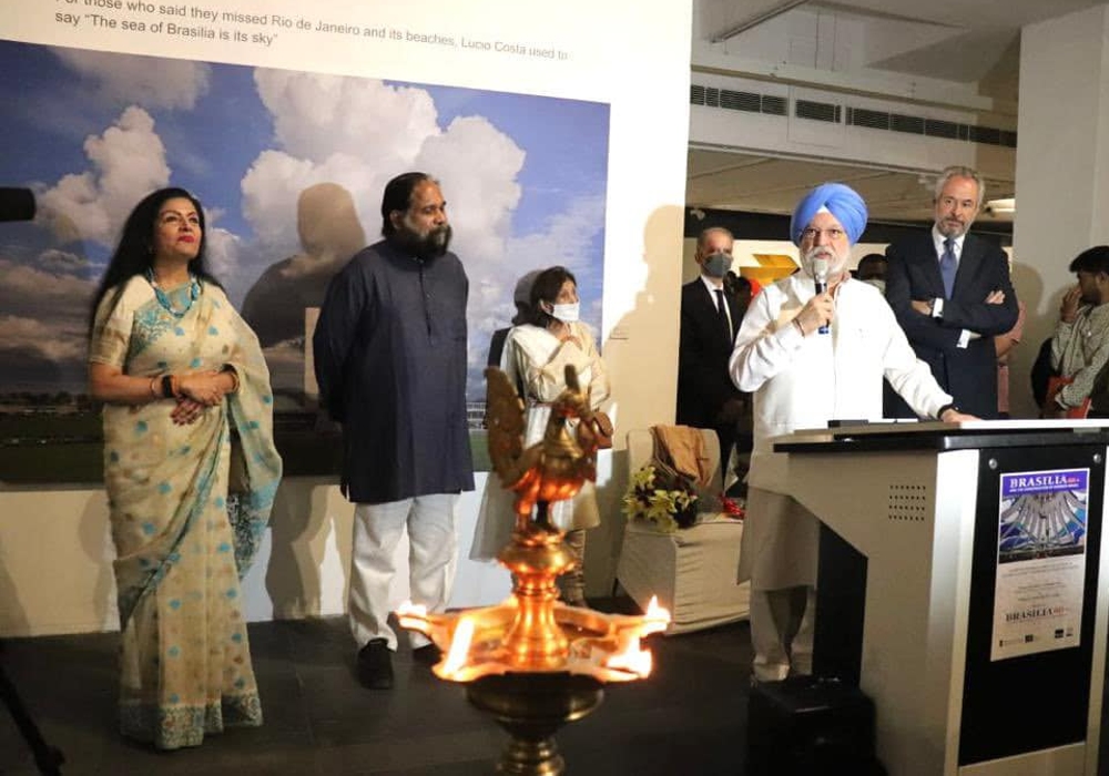 Hardeep Singh Puri & Lakshmi Puri participated in the inauguration of ‘Brasilia 60+ And the construction of modern Brazil’ featuring the works of Oscar Niemeyer, a renowned Brazilian architect.