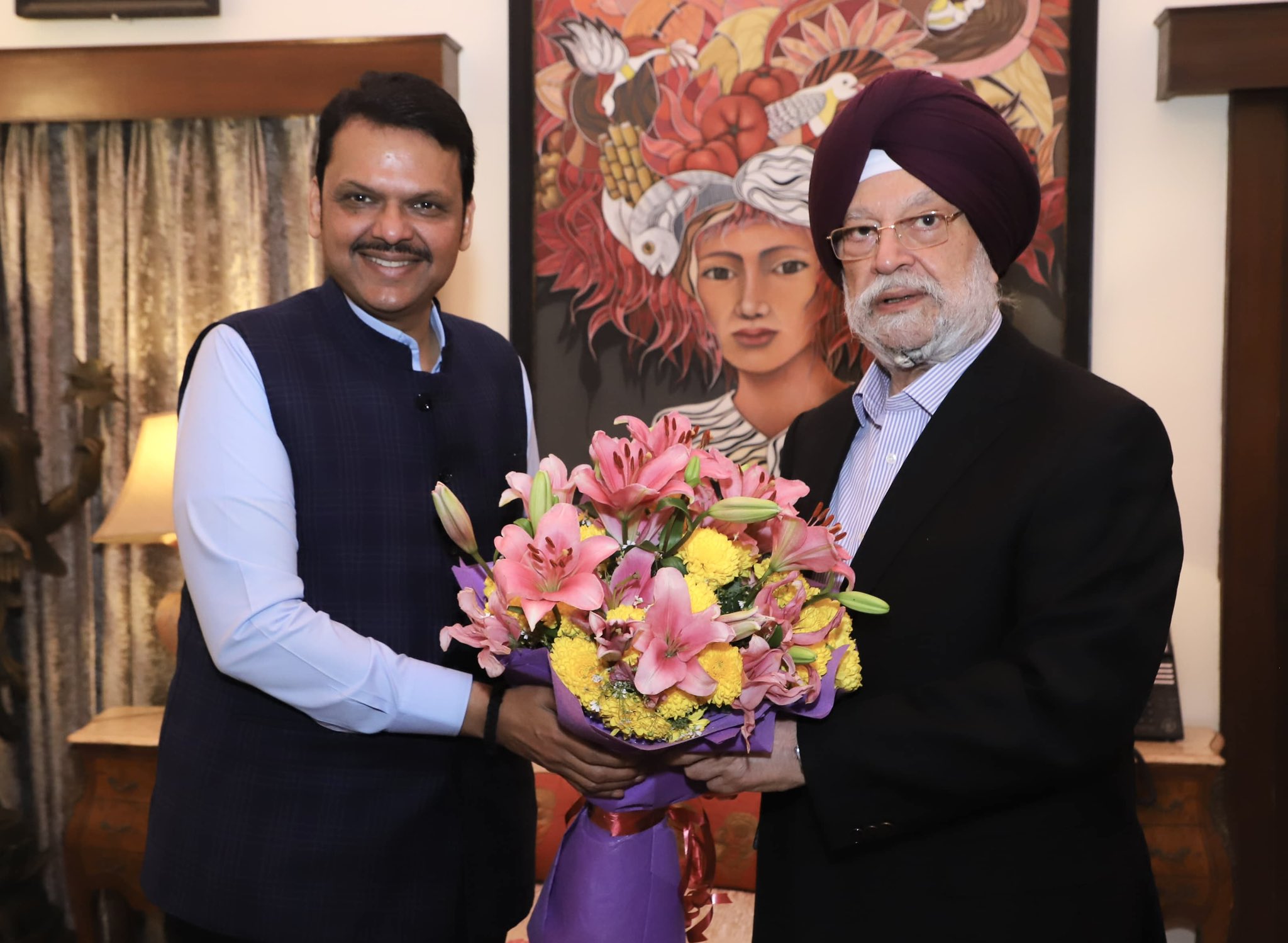 Happy to receive senior party leader and Maharashtra Chief Minister Sh Devendra Fadnavis Ji today