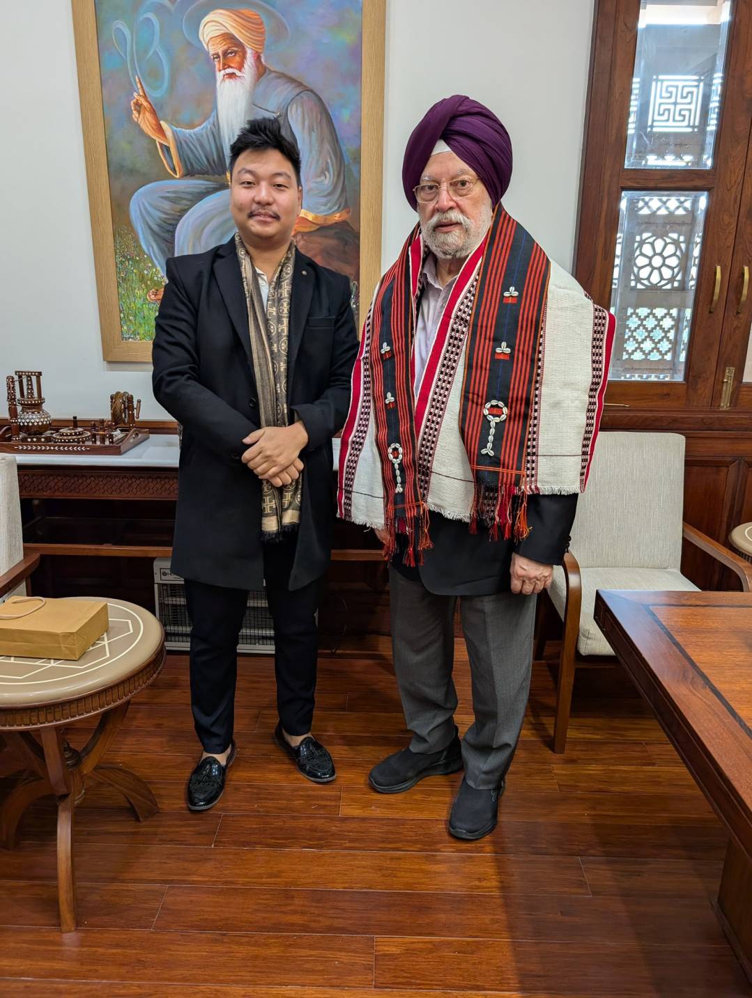 Happy to meet two young leaders from India’s North East Region - Sh Hinoka Chophi, President of  BJYM NAGALAND  & Sh Savieo Khole, Vice-President of BJYM Manipur in my Parliament Chamber today.