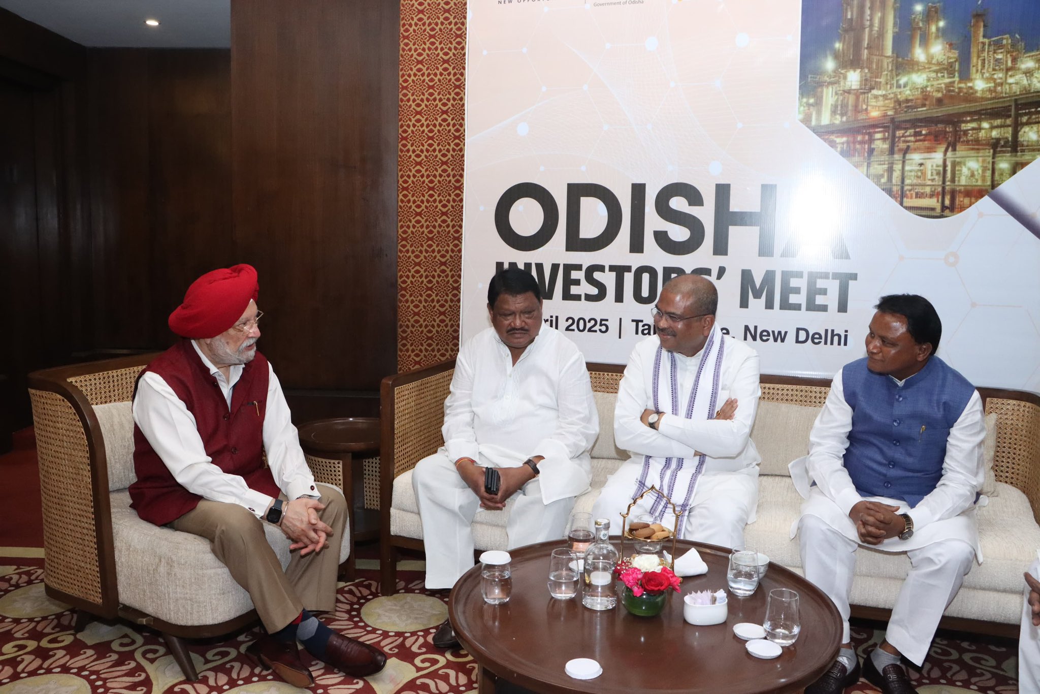 With my colleagues Sh Dharmendra Pradhan Ji & Sh Jual Oram Ji and CM Odisha Sh  Mohan Charan Majhi Ji at Odisha Investors’ Meet