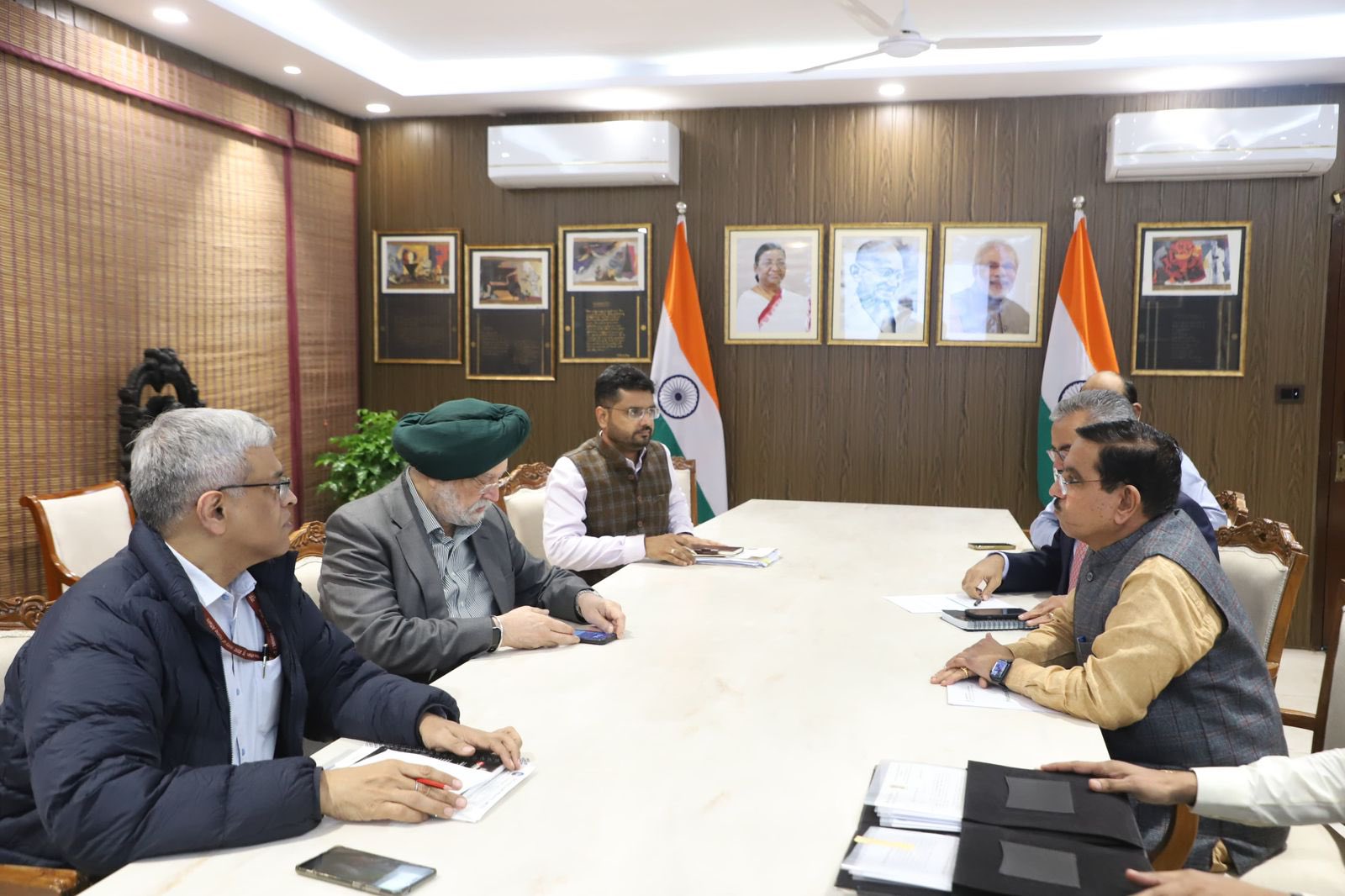 Very happy to receive my colleague Sh Pralhad Joshi Ji and senior officials of  Department of Food & Public Distribution  to discuss the way forward for India’s biofuel blending program.