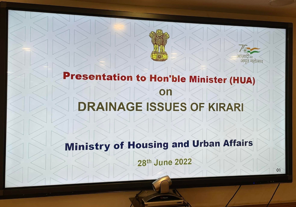 After seeing the hardships being faced due to water logging by residents of Kirari, Delhi during the visit in Aug 2021, the matter was raised with concerned authorities including officials of Ministry of Housing and Urban Affairs, Ministry of Railways, Go