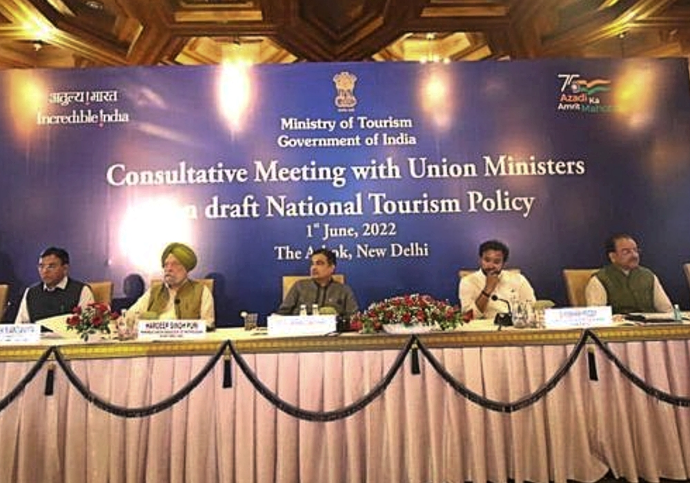 Meeting with Sh Nitin Gadkari Ji, Dr Mansukh Mandaviya Ji, Sh G. Kishan Reddy Ji, Sh Ajay Bhatt Ji & Sh Shripad Naik Ji at Consultative Meeting with Union Ministers for draft National Tourism Policy.