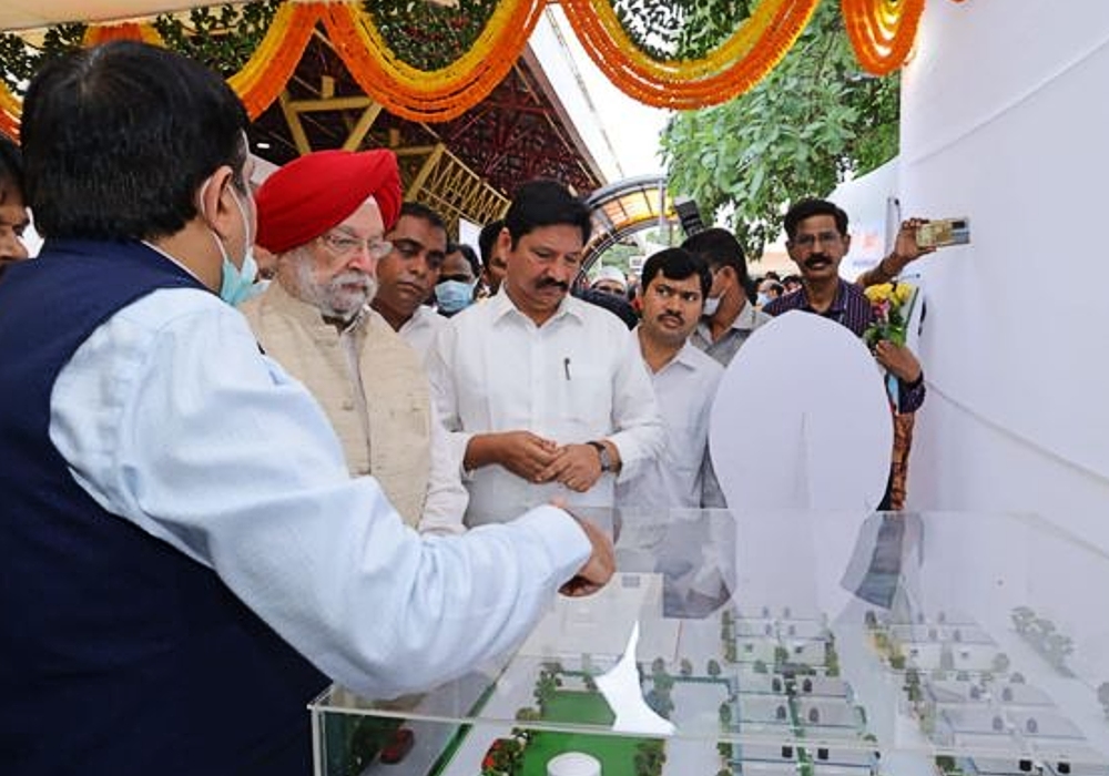 At an exhibition showcasing Pradhan Mantri Awas Yojana.