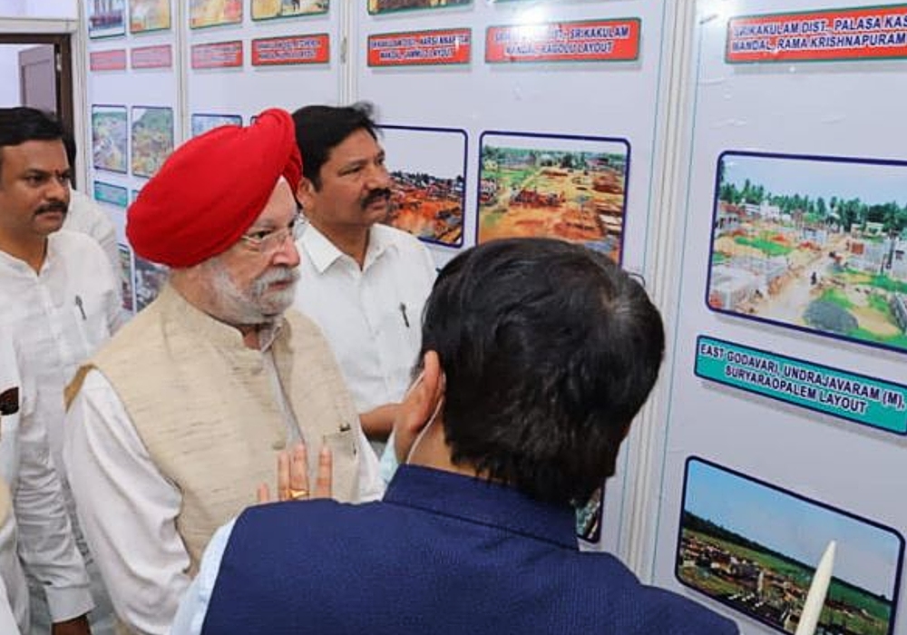 At an exhibition showcasing Pradhan Mantri Awas Yojana.