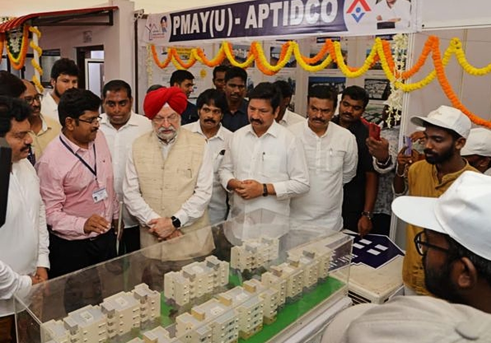 At an exhibition showcasing Pradhan Mantri Awas Yojana.