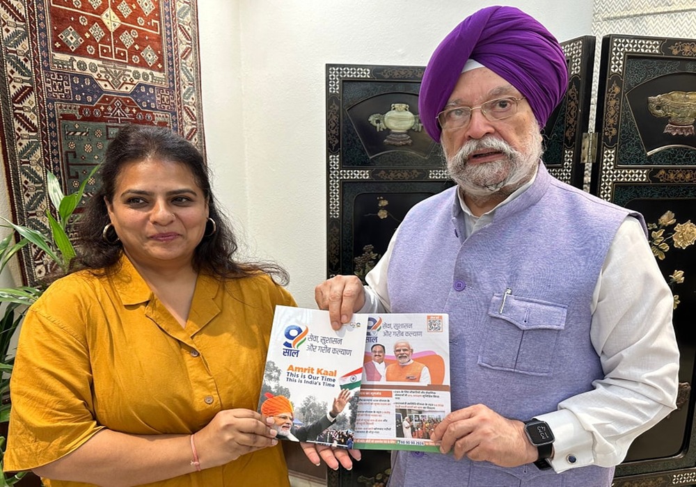 Met journalist Pragya kaushika Ji of #TimesNow today. After she finished interviewing me, I took the opportunity of discussing the transformational change happening in the country under the leadership of PM Sh #NarendraModi Ji during #9YearsOfSeva  #Sampa
