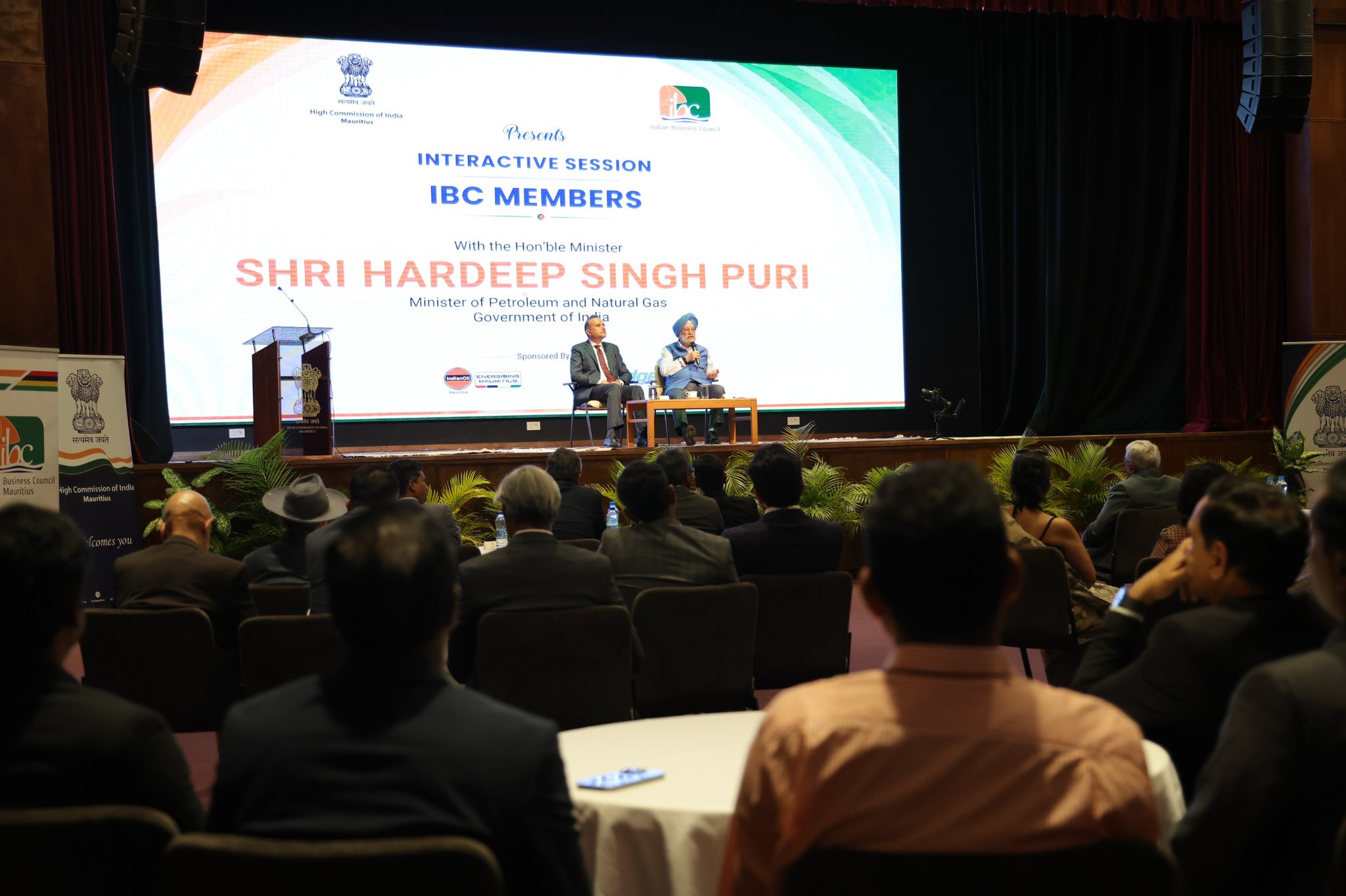 At an interaction with business leaders and members of the thriving Indian diaspora of Mauritius