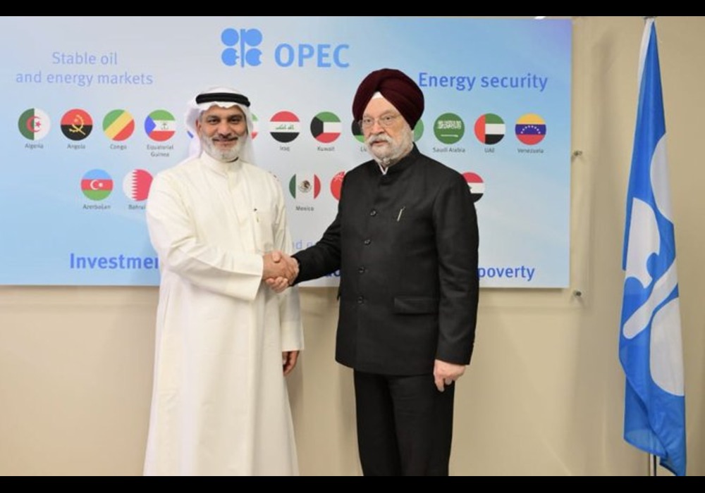 Discussed the global energy scenario in my meeting with OPEC SG, HE #HaithamAlGhais. India imports about 60% of its crude oil worth $101 billion & other Petroleum products from OPEC members. I highlighted how ensuring access to affordable energy is a must