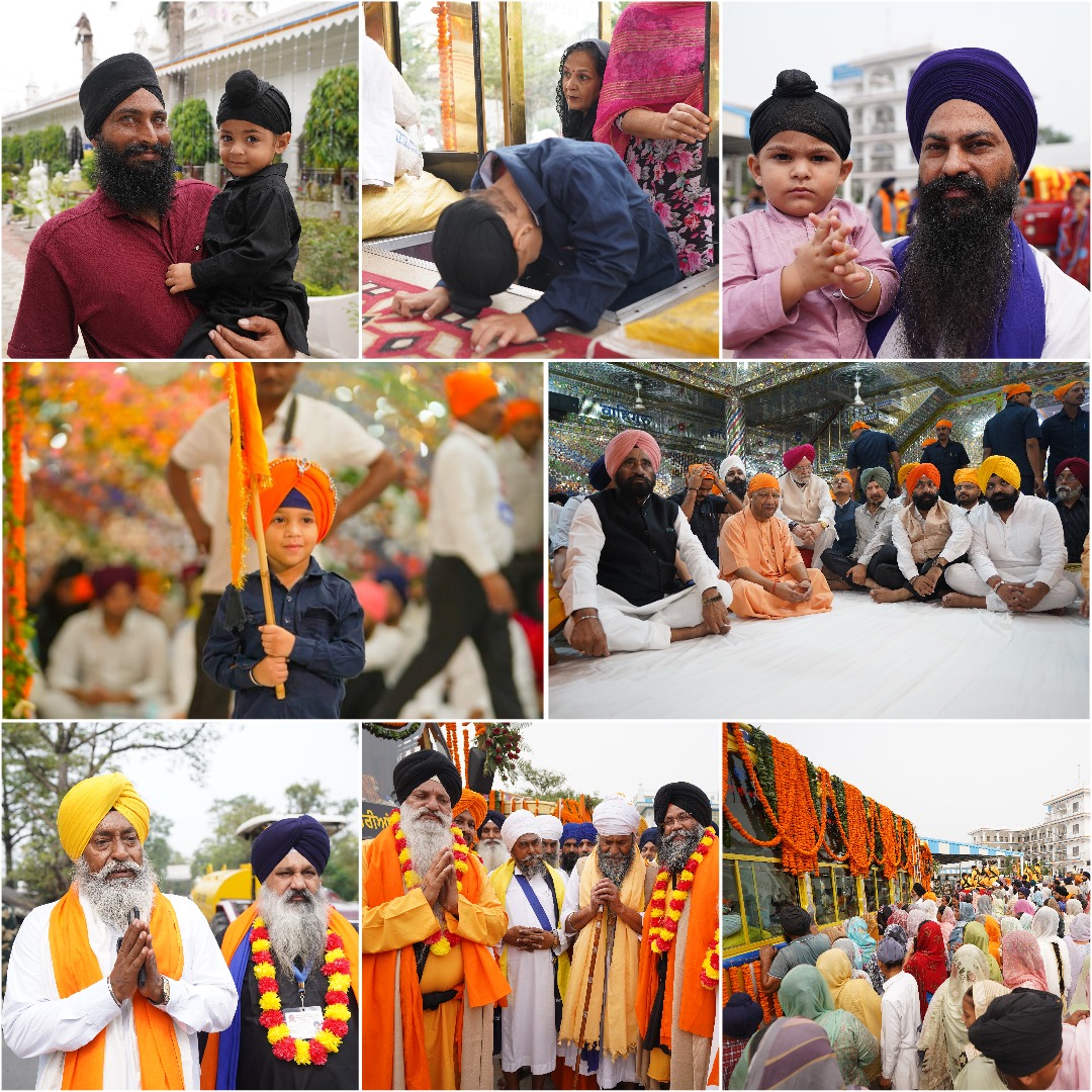 नतमस्तक है संगत आज पवित्र जोड़े साहिब के दरबार में, हर मन मग्न है GuruCharanYatra के सत्कार में।