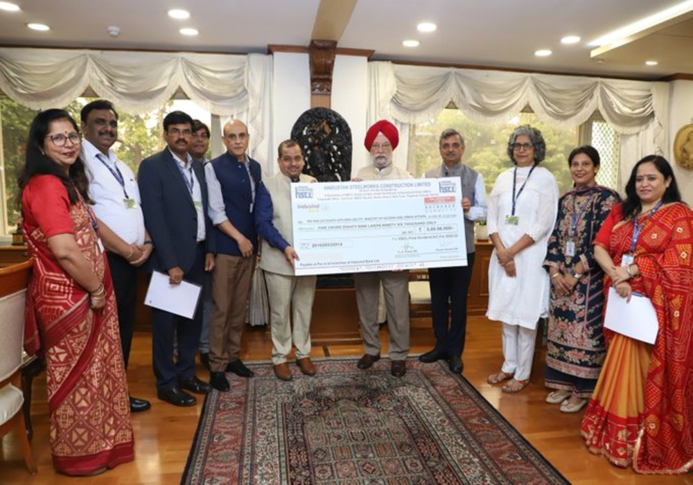Received dividend cheques of approx ₹66 crore for FY2022-23 from senior management of OfficialNBCC & its subsidiary, Hindustan Steelworks Construction Limited today.