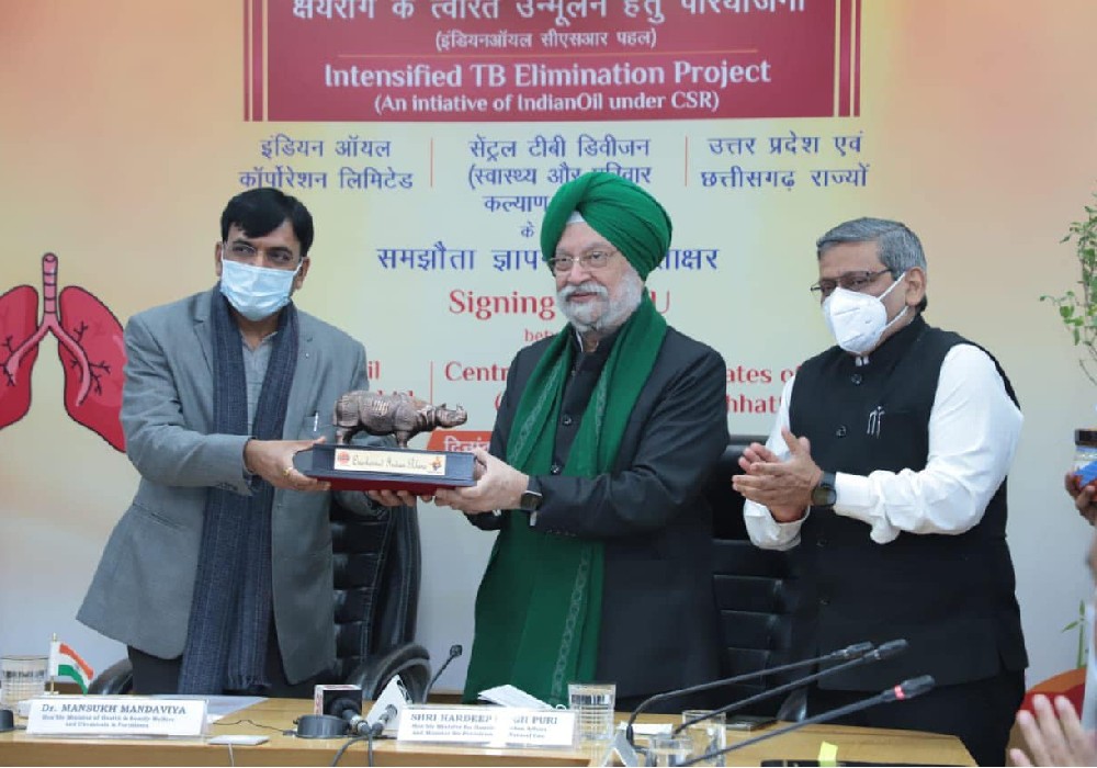 At the signing of an MoU between Indian Oil Corporation Ltd. Central TB Division, Mohfw, India & state TB Officers of Uttar Pradesh & Chhattisgarh for a TB Elimination Drive